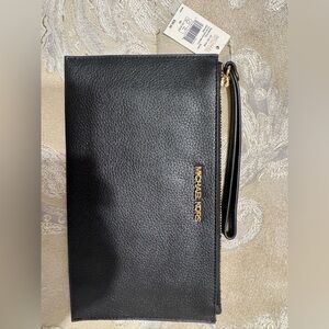 NWT Michael Kors Black Wristlet